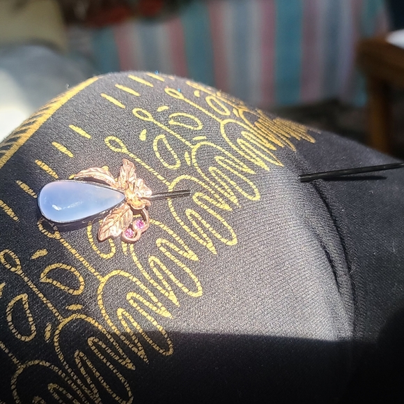 Beautiful blue chalcedony ruby Topaz large pin - Picture 5 of 8